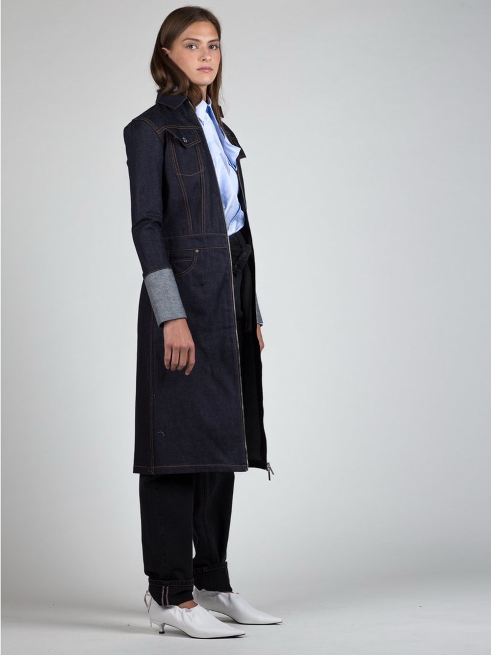 Helmut Lang Raw Indigo Denim Trench Size XS - Picture 2 of 16